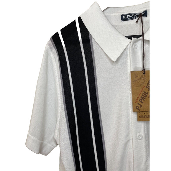 Golf Shirt PJ Paul Jones Mens Polo Shirts Vintage Striped Lightweight Knitting M - Picture 4 of 7